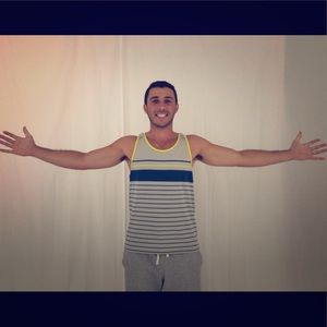 BLUE/YELLOW STRIPED - SILVER - TANK TOP